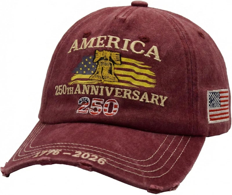 Efdaf Store USA 250th Anniversary Hat, Adjustable 250th Anniversary Printed Patriotic Baseball Caps, Tribute Retro Washed Hat - Image 2